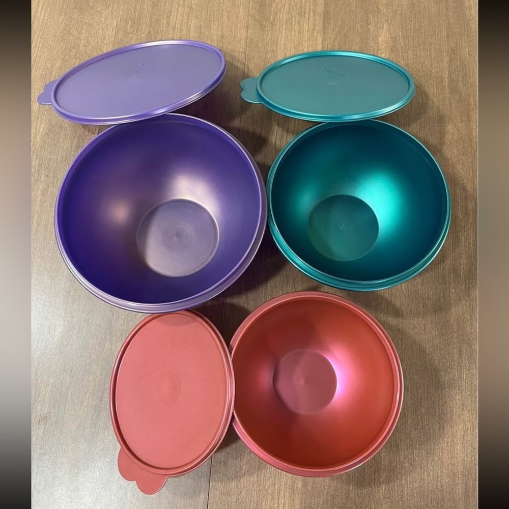 Tupperware Wondelier bowl set of 3, iridescent/chameleon colors, rare